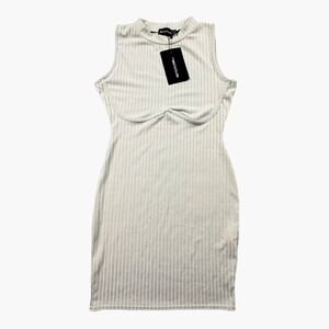 PrettyLittleThing Ribbed Bodycon Dress Sage Green Sleeveless UK 12 NWT